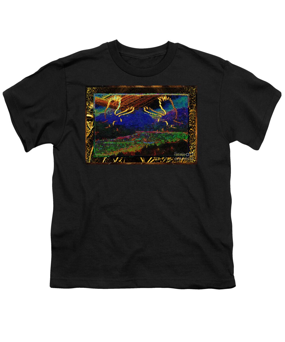 Gold Youth T-Shirt featuring the mixed media Lovers Dancing in the Golden Light of Dawn by Aberjhani