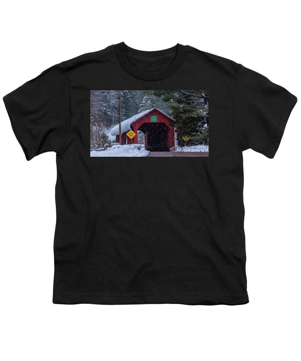 Vermont Youth T-Shirt featuring the photograph Lower Covered Bridge by Scenic Vermont Photography