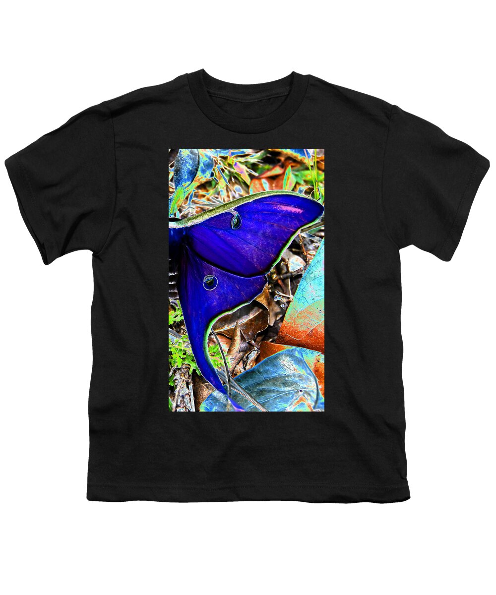 Luna Moth Youth T-Shirt featuring the photograph Luna Moth false color work one by David Lee Thompson