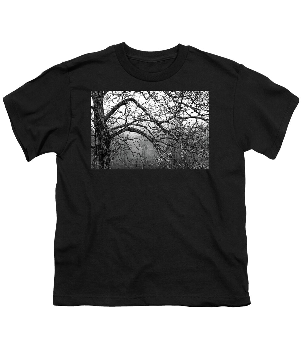 Black And White Forests Youth T-Shirt featuring the photograph LURE of MYSTERY by Karen Wiles