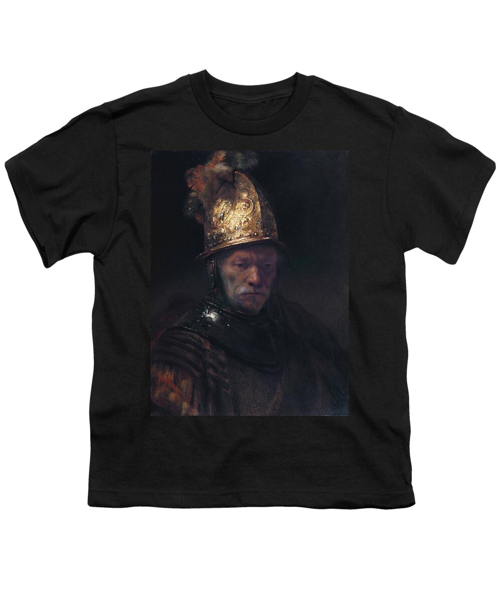 Man Youth T-Shirt featuring the painting Man in the Golden Helmet by Rembrandt van Rijn