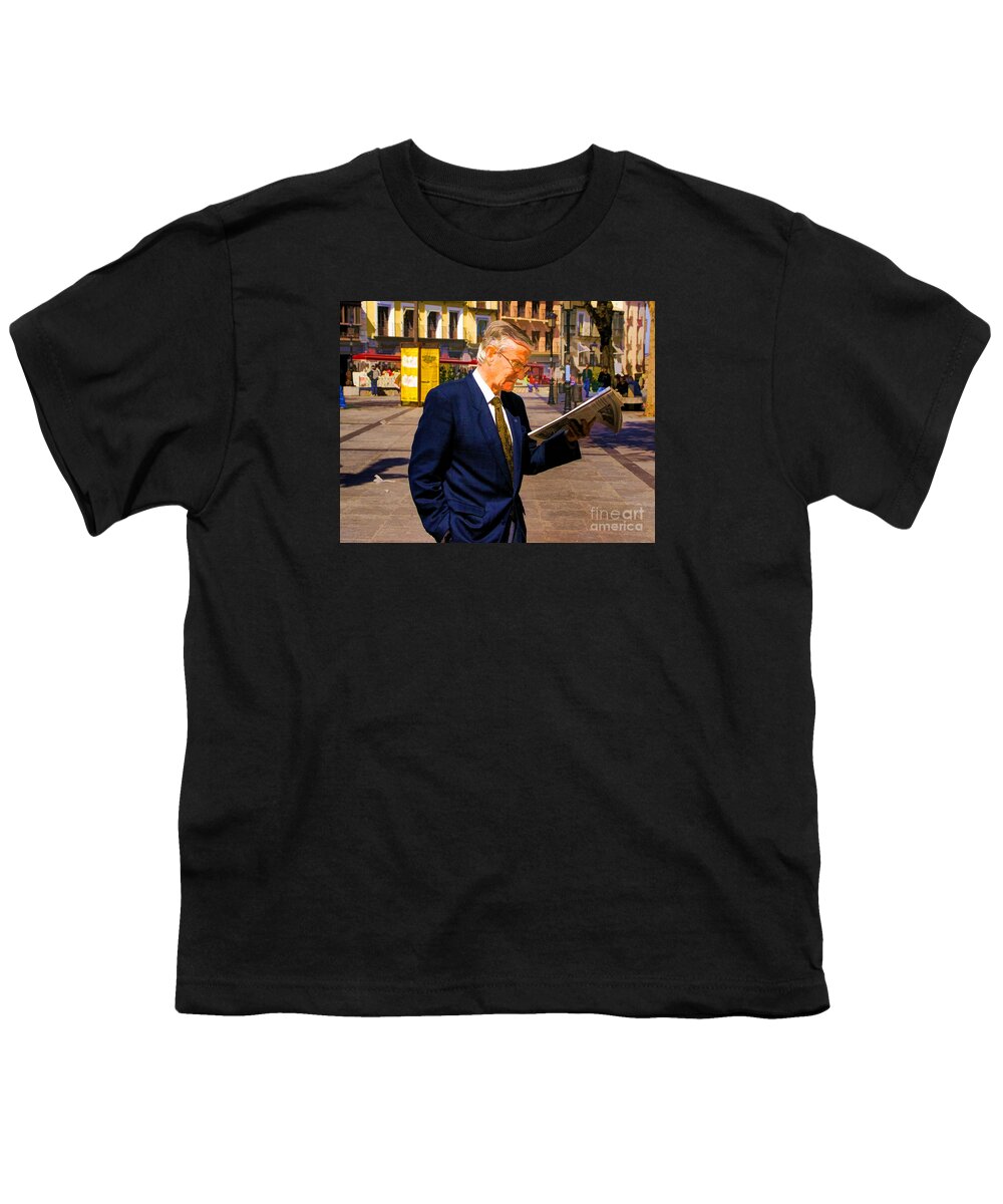 Madrid Spain Street People Youth T-Shirt featuring the photograph Man on the Street by Rick Bragan