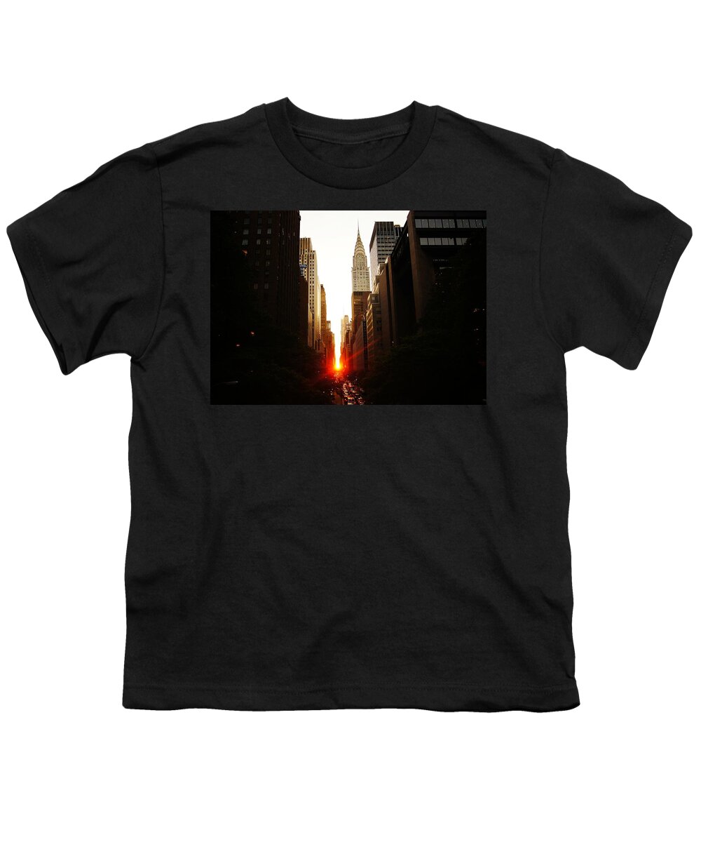 Sunset Youth T-Shirt featuring the photograph Manhattanhenge Sunset Over the Heart of New York City by Vivienne Gucwa