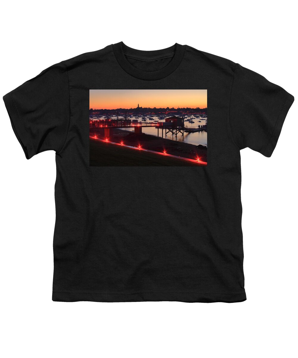 Marblehead Youth T-Shirt featuring the photograph Marblehead Harbor Independence Day Illumination by John Burk