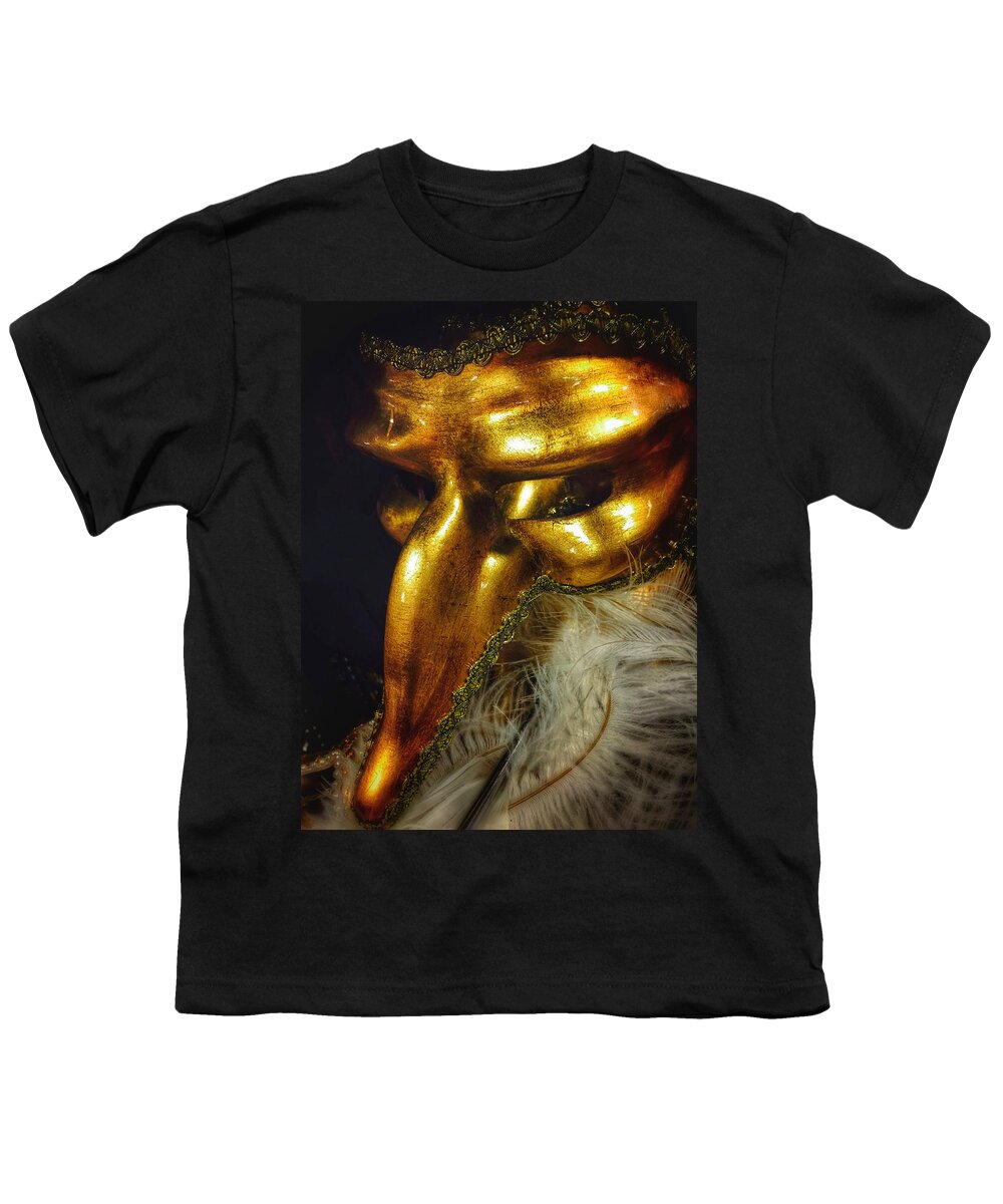 Mask Youth T-Shirt featuring the photograph Mardi Gras Gold by Mark David Gerson