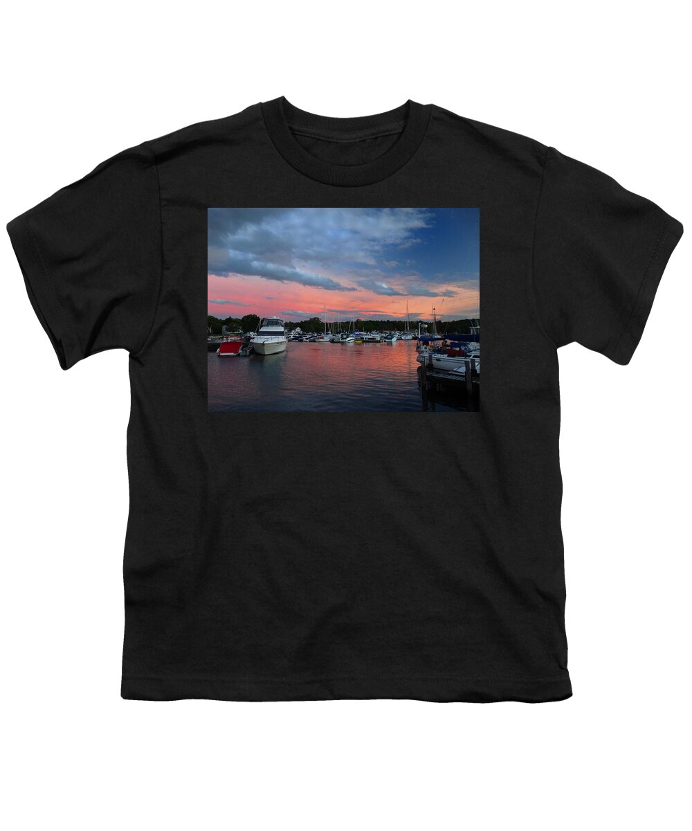 Sunset Youth T-Shirt featuring the photograph Marina Sunset Back Glow by David T Wilkinson