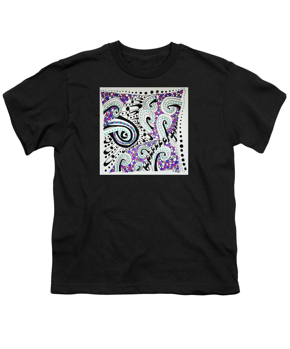 Zentangle Youth T-Shirt featuring the drawing Maze by Carole Brecht