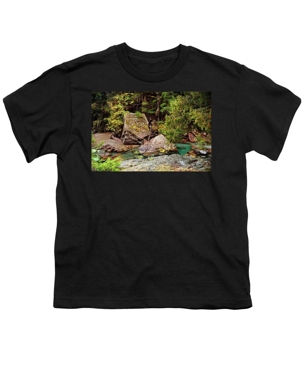 Mcdonald Creek Youth T-Shirt featuring the photograph McDonald Creek 11 by Marty Koch