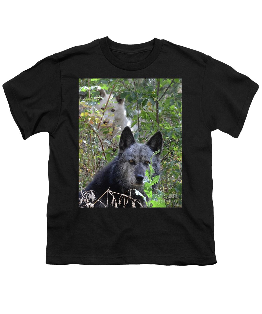 Wolves Wolf Dogs Animals Outdoors Friendship Teamwork Portrait Youth T-Shirt featuring the photograph Me and My Shadow by Robert Buderman