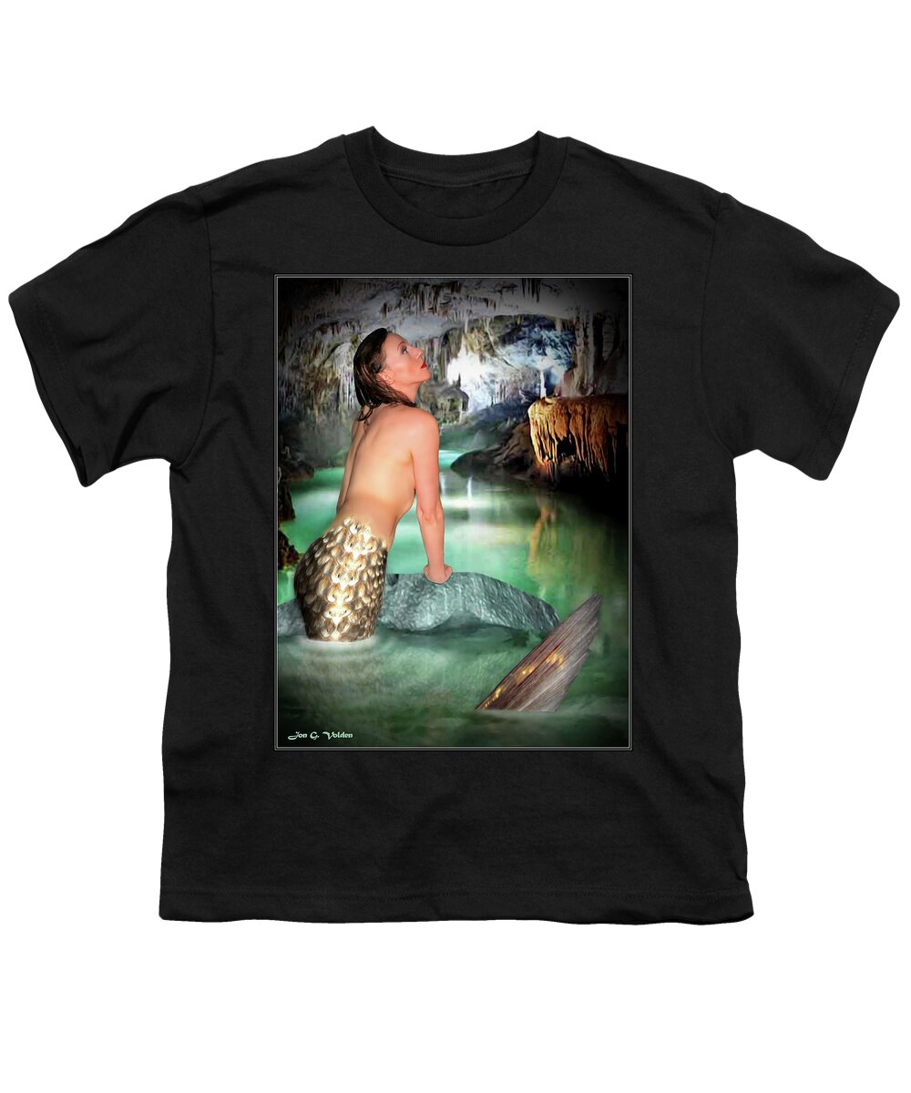 Mermaid Youth T-Shirt featuring the photograph Mermaid In A Cave by Jon Volden