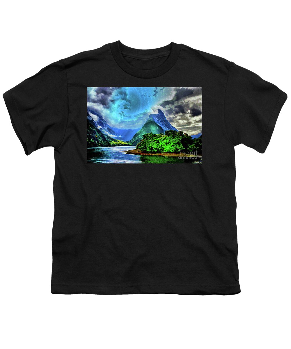 New Zealand Milford Sound Youth T-Shirt featuring the photograph Milford Sound by Rick Bragan