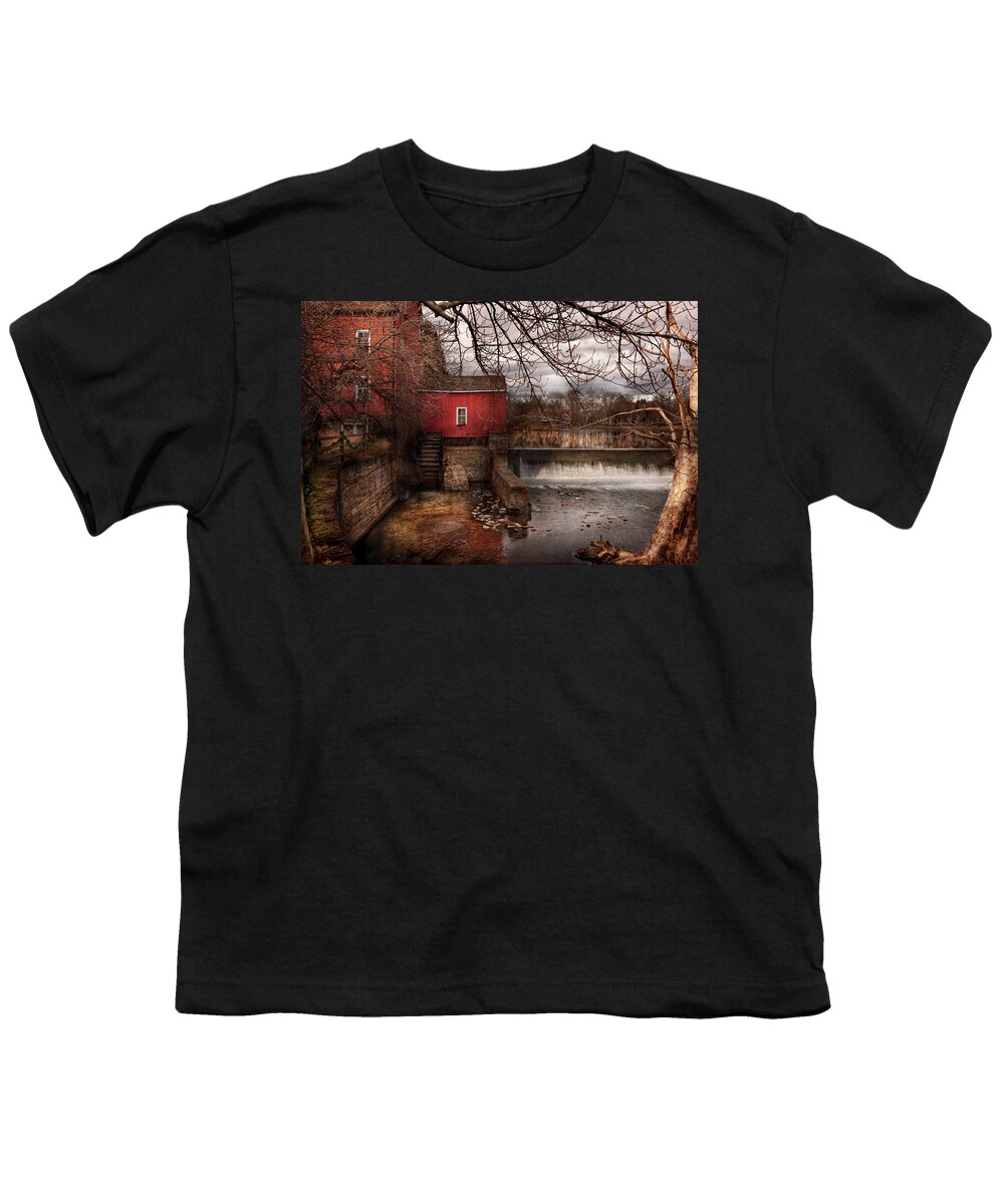 Savad Youth T-Shirt featuring the photograph Mill - Clinton NJ - The mill and wheel by Mike Savad