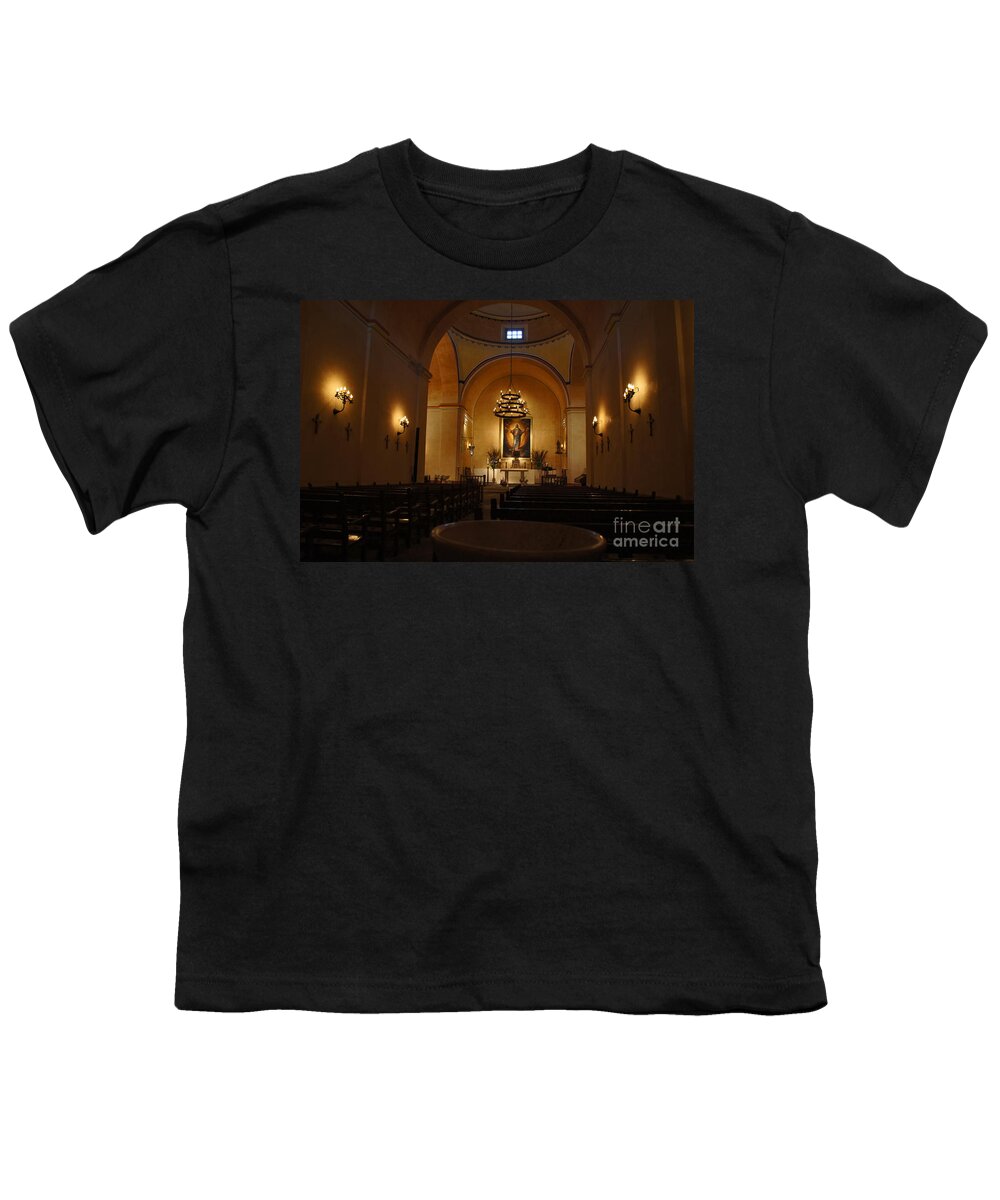 Main Church Hall Youth T-Shirt featuring the photograph Mission Concepcion. Hall. by Elena Perelman