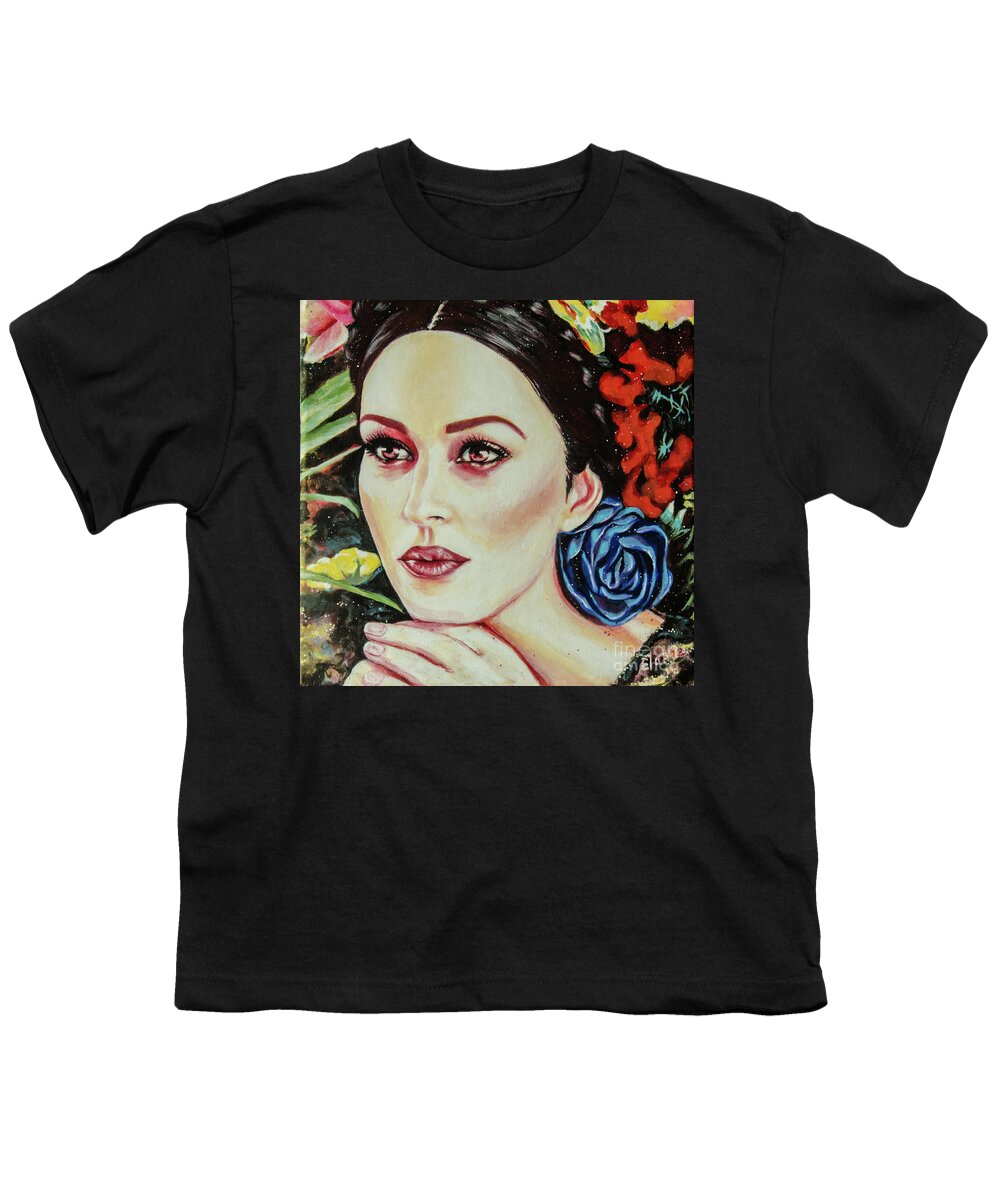 Monica Bellucci Youth T-Shirt featuring the painting Monica Bellucci by Elaine Berger