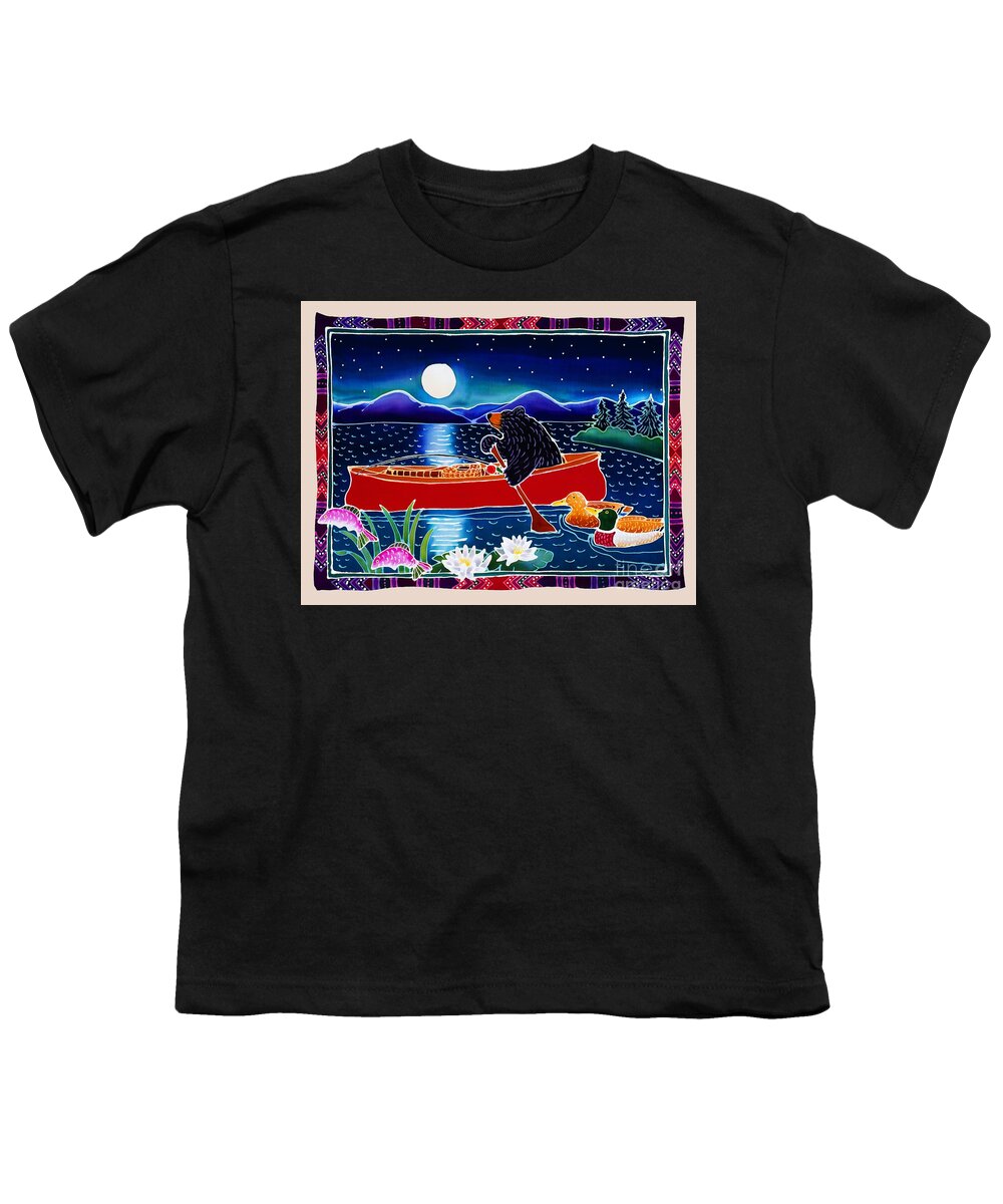 Whimsical Youth T-Shirt featuring the painting Moonlight on a Red Canoe by Harriet Peck Taylor