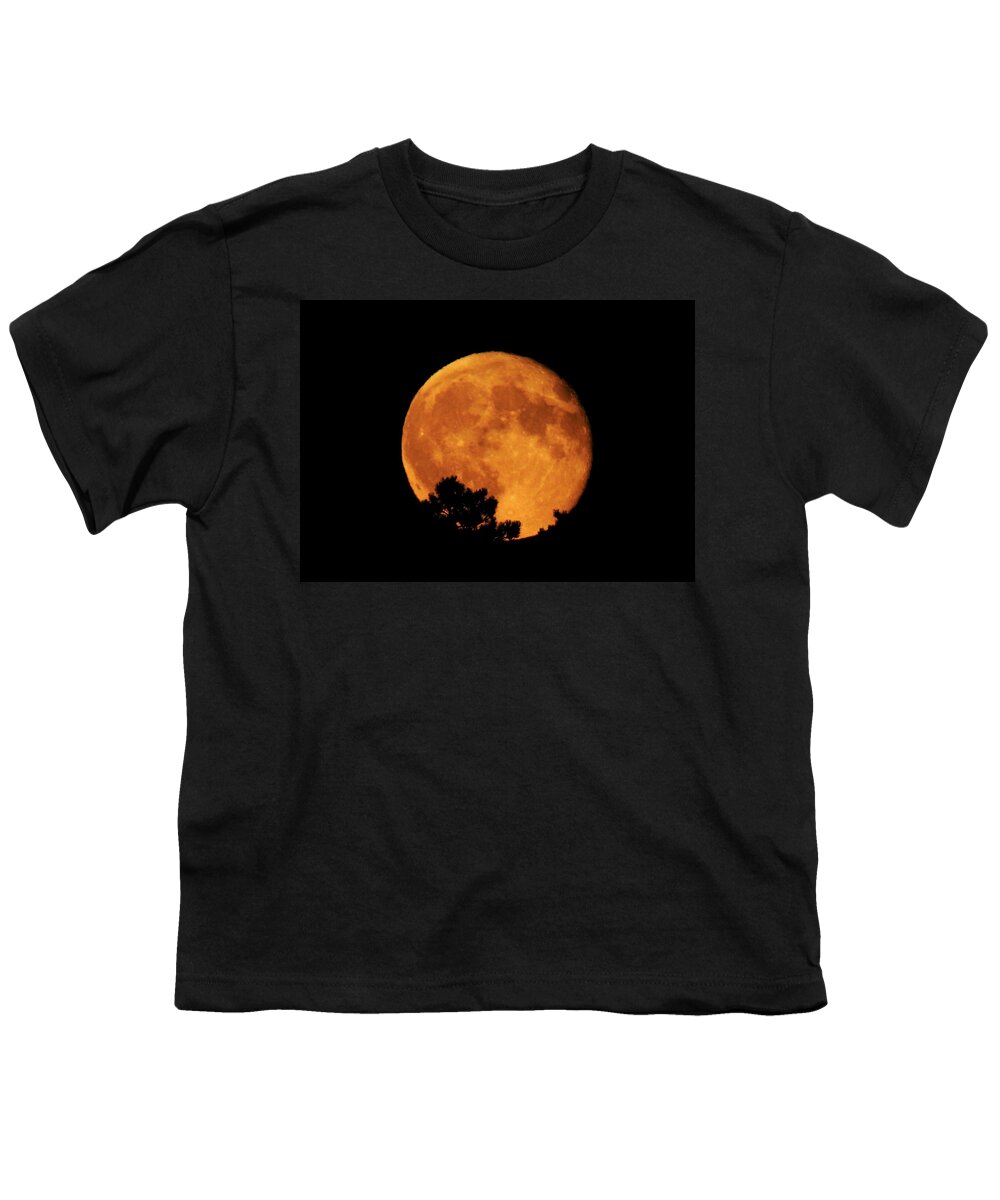 Moon Youth T-Shirt featuring the photograph Moonrise Over Pines by Dawn Key