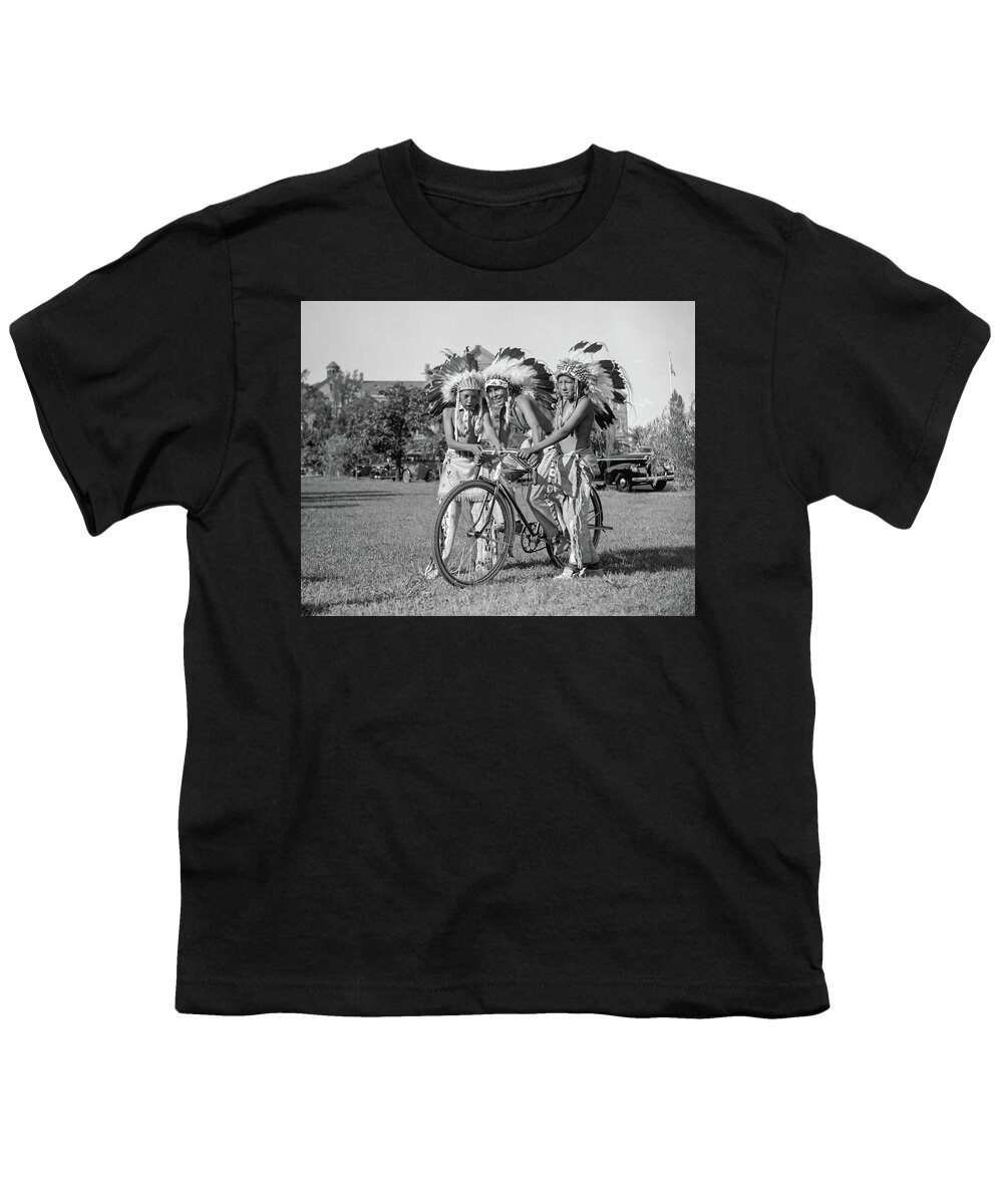 Native Americans Youth T-Shirt featuring the photograph Native Americans With Bicycle by Anthony Murphy