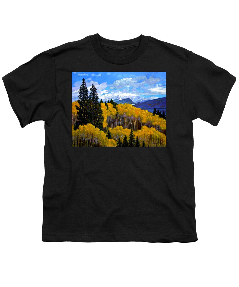 Fall Youth T-Shirt featuring the painting Natures Patterns - Rocky Mountains by John Lautermilch
