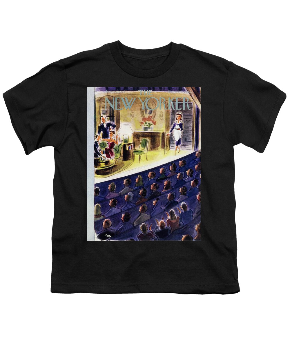 Theater Youth T-Shirt featuring the painting New Yorker August 14 1954 by Leonard Dove