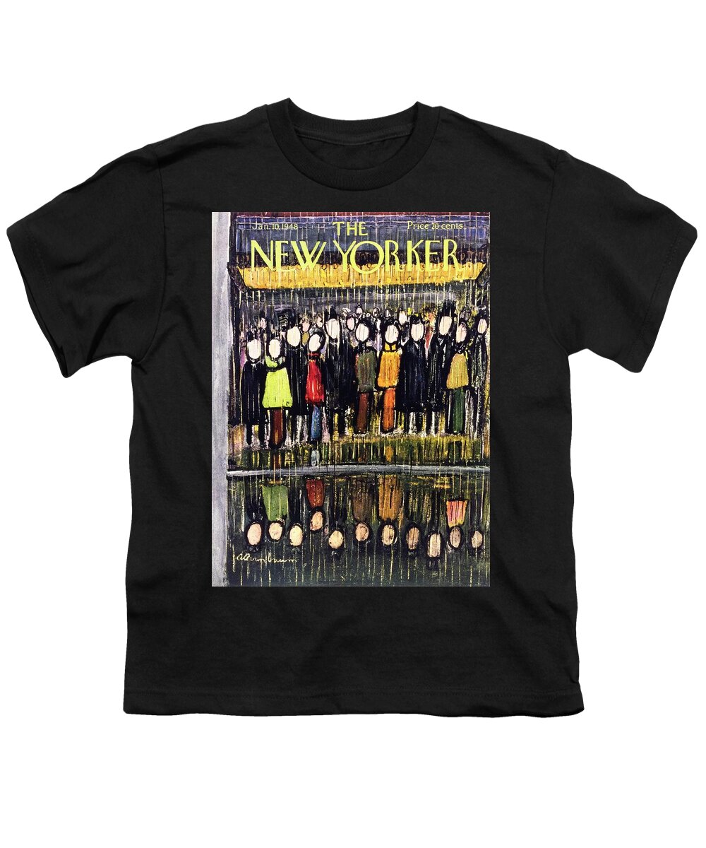 Theater Youth T-Shirt featuring the painting New Yorker January 10, 1948 by Abe Birnbaum