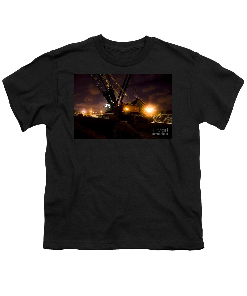 Build Youth T-Shirt featuring the photograph Night Crane by Jorgo Photography