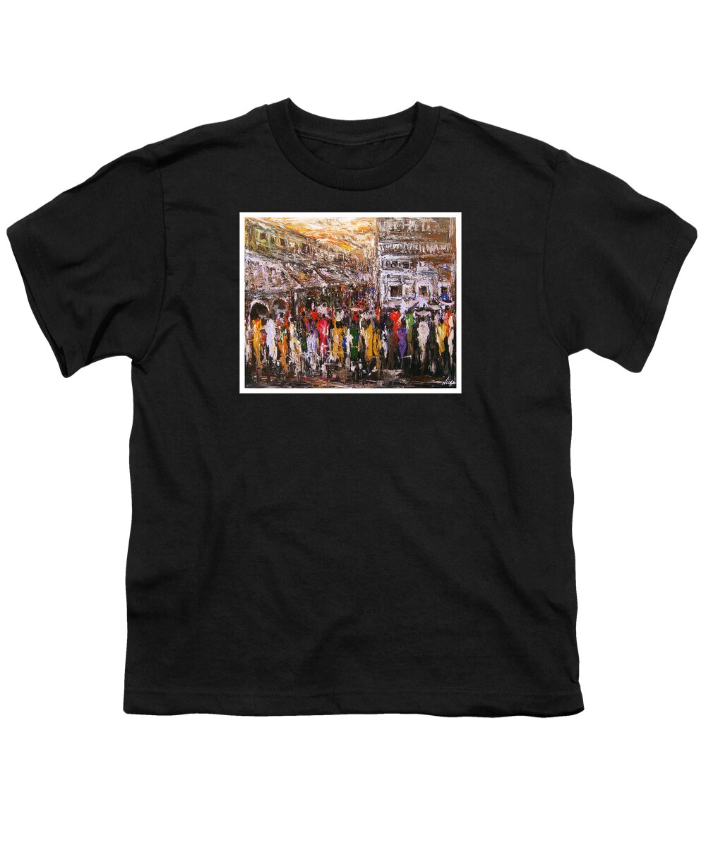 Nii Hylton Youth T-Shirt featuring the painting Night Market by Nii Hylton