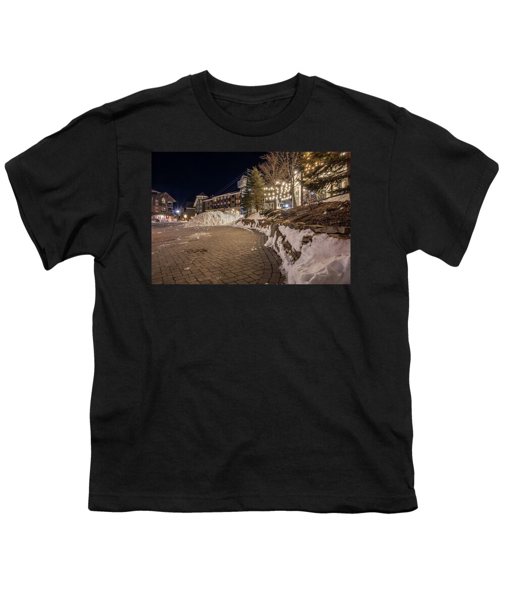 Foggy Youth T-Shirt featuring the photograph Night Time In Mountain Village During Winter by Alex Grichenko