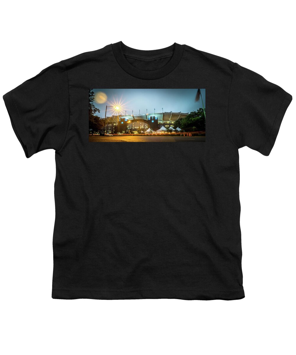 2014 Youth T-Shirt featuring the photograph November, 2017, charlotte, nc, usa - night view of carolina pant by Alex Grichenko