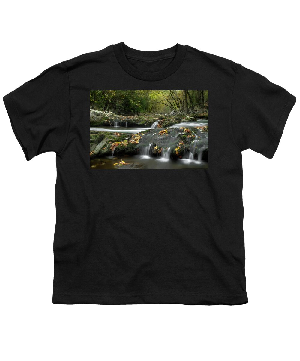Smoky Mountain Stream Youth T-Shirt featuring the photograph October In The Smokies by Michael Eingle