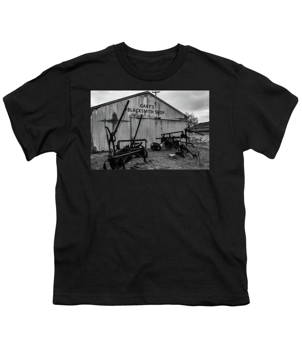 Blacksmith Youth T-Shirt featuring the photograph Old Frisco Blacksmith Shop by Nicole Lloyd