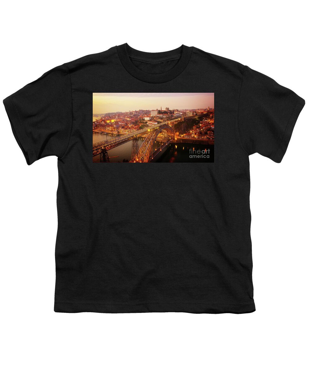 Sunset Youth T-Shirt featuring the photograph old Porto at Pink Sunset, Portugal by Anastasy Yarmolovich