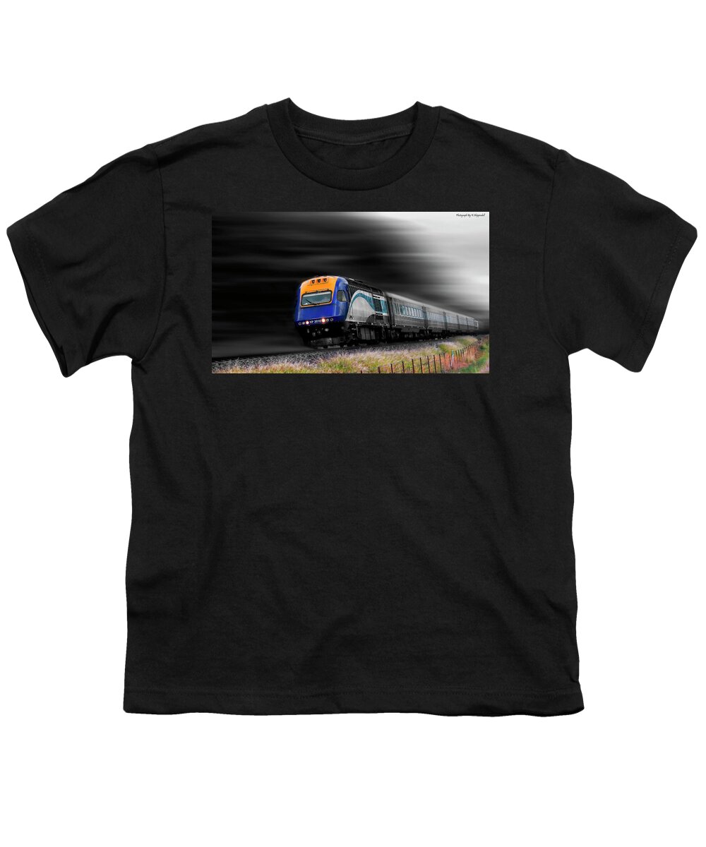 Trains Australia Youth T-Shirt featuring the digital art On the move 01 by Kevin Chippindall