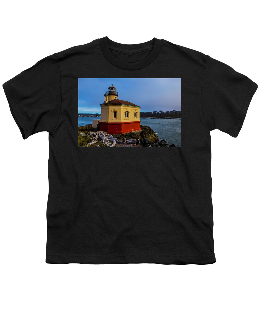 Romantic Coquille River Lighthouse Youth T-Shirt featuring the photograph Oregon Coast Lighthouse by Garry Gay