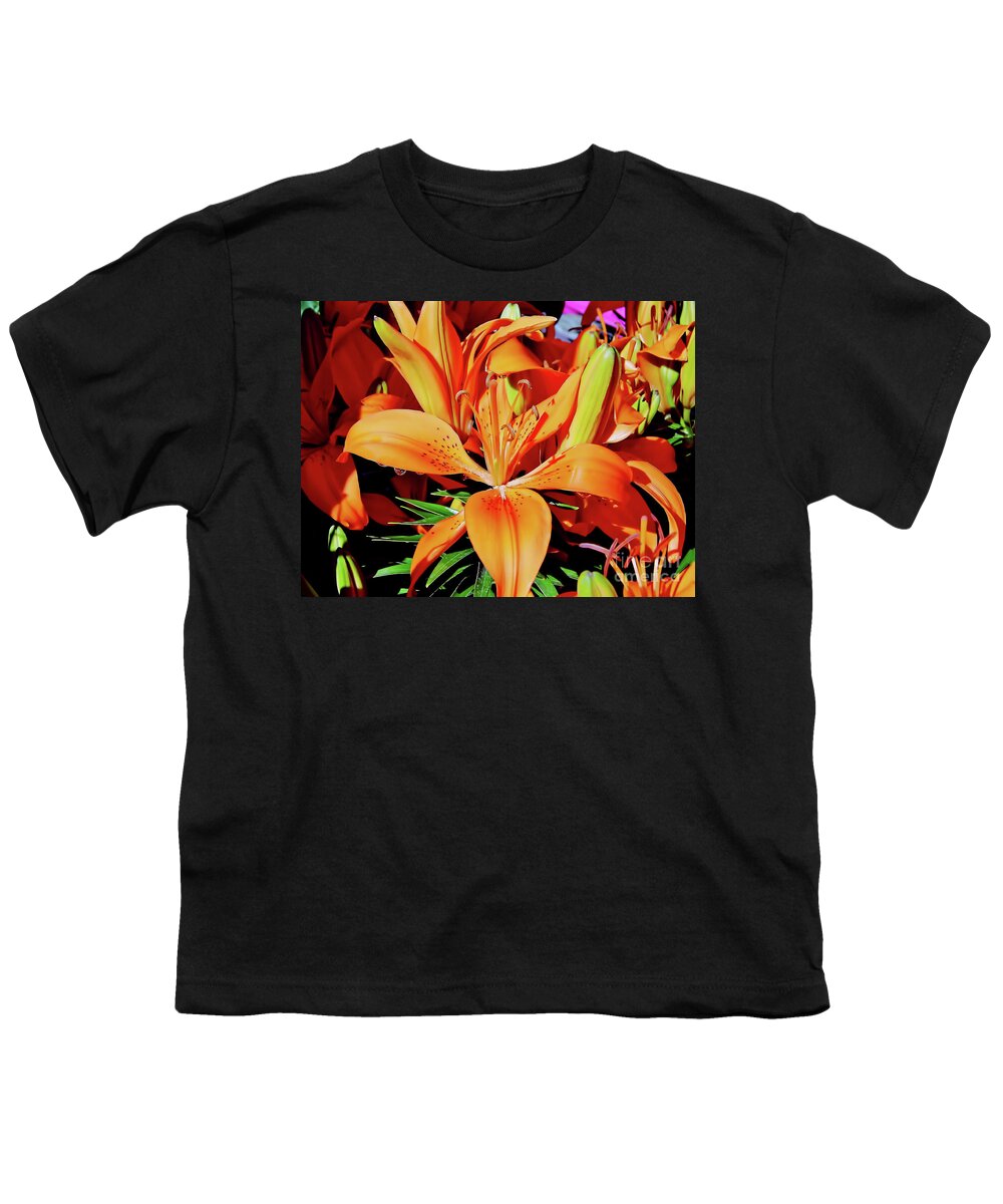Orange Youth T-Shirt featuring the photograph Outstanding Orange Tiger Lilies by D Hackett