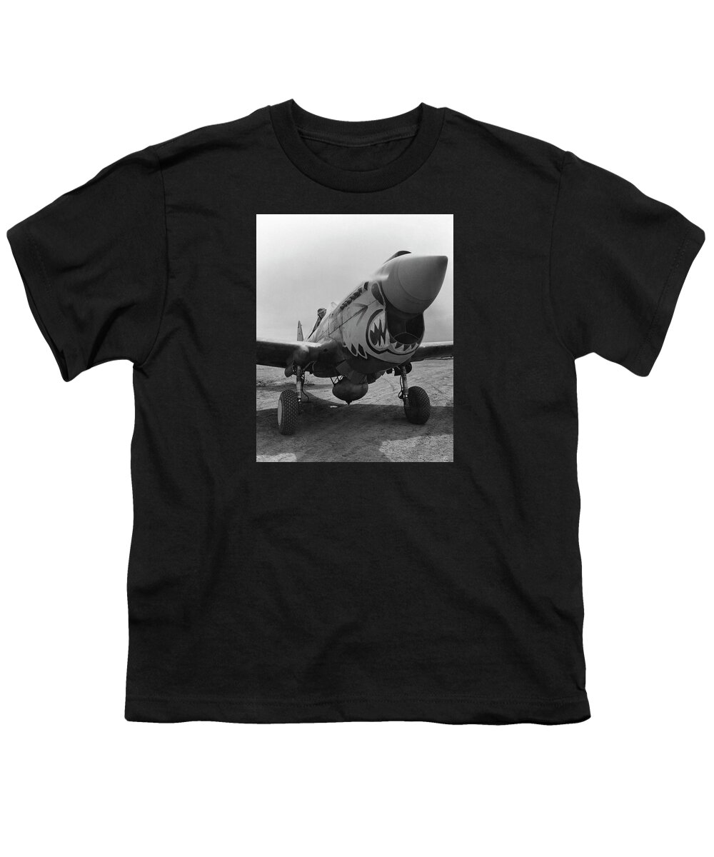 Ww2 Youth T-Shirt featuring the photograph P-40 Warhawk - Flying Tiger by War Is Hell Store