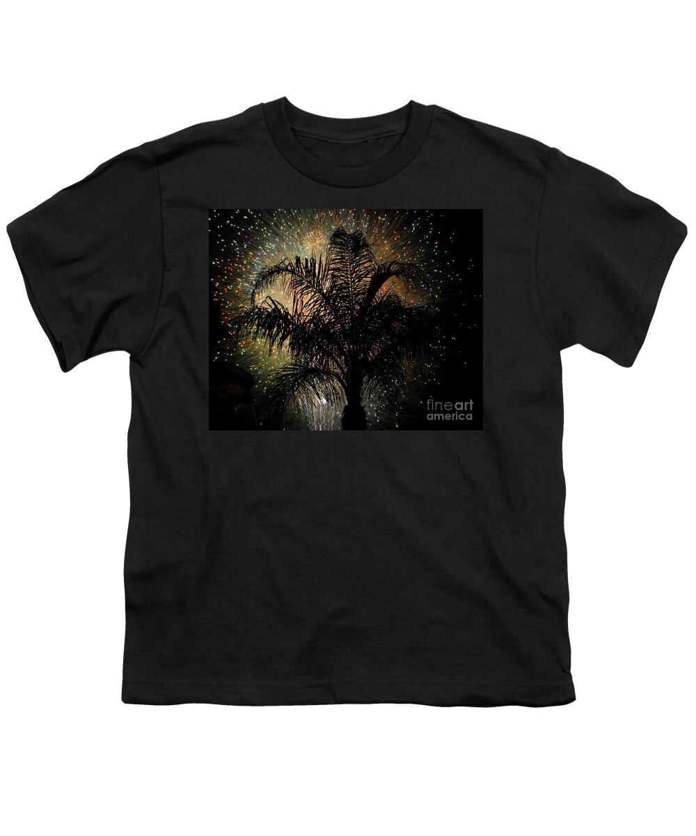 Fireworks Youth T-Shirt featuring the photograph Palm Tree Fireworks by David Lee Thompson