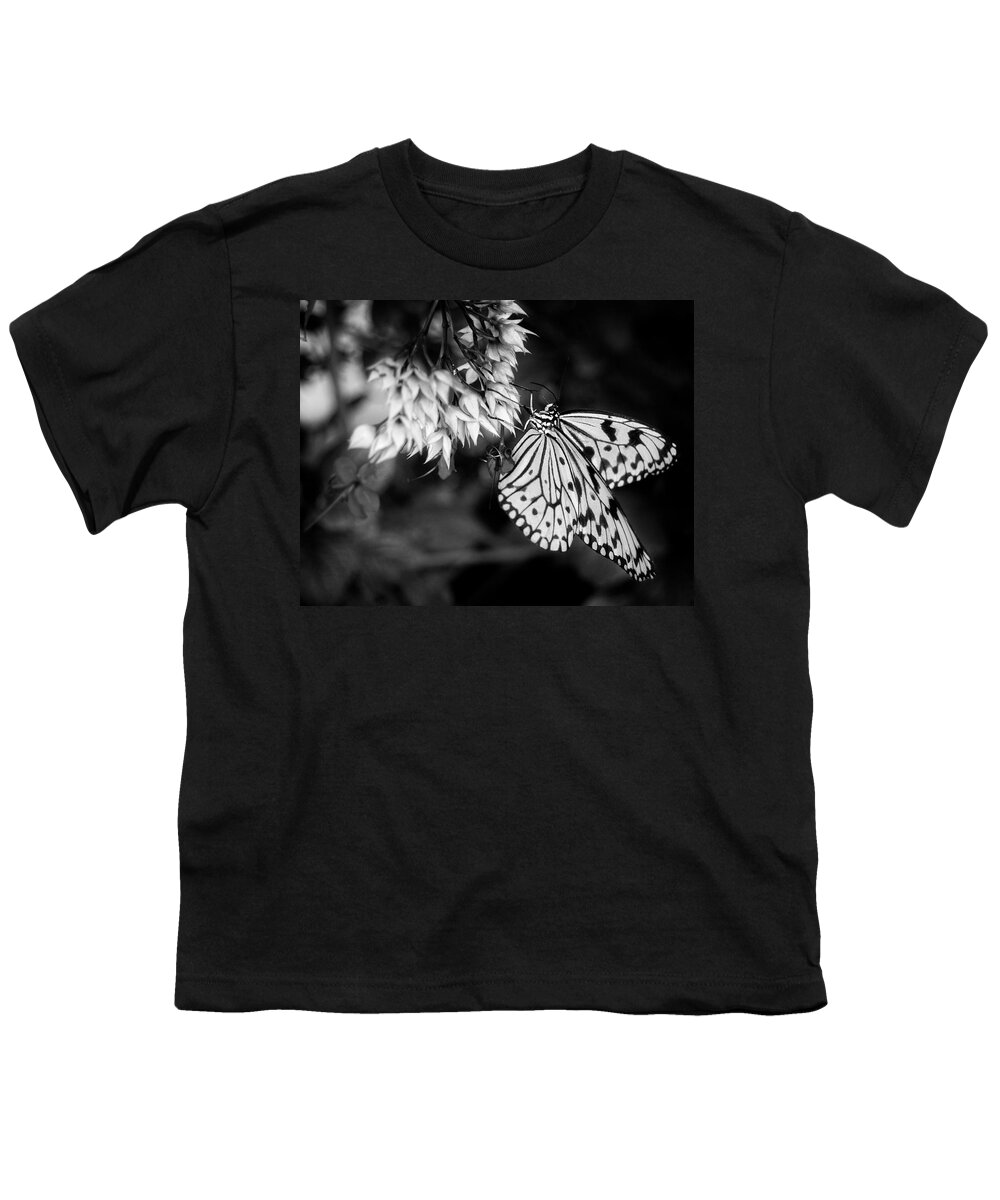 Butterfly Youth T-Shirt featuring the photograph Paper Kite In Black and White by Greg and Chrystal Mimbs