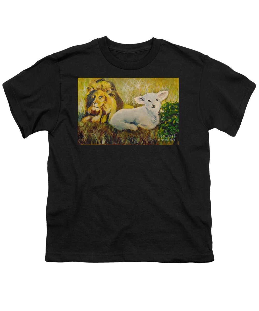 Lion Youth T-Shirt featuring the painting Peace by Saundra Johnson