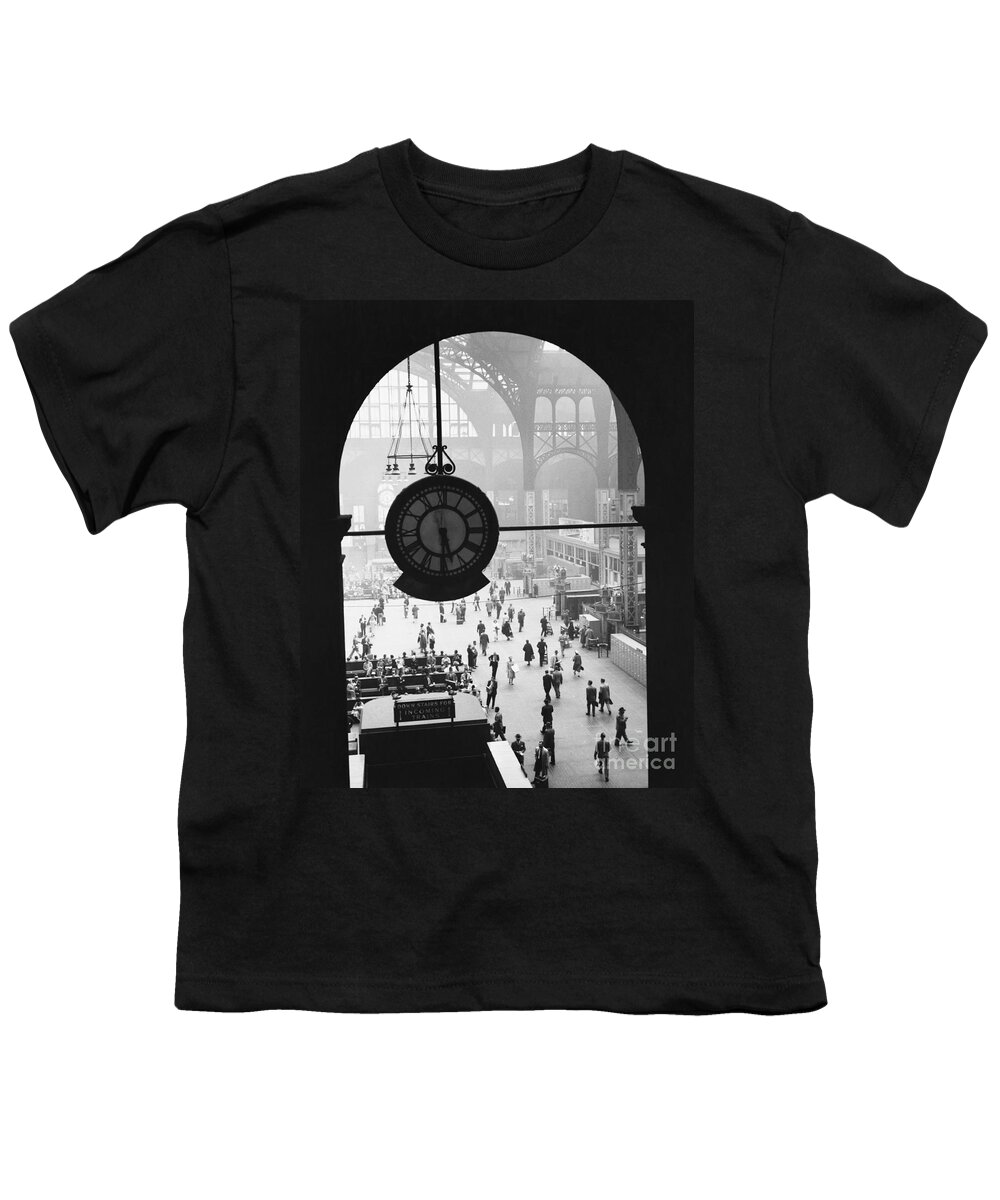 Historic Youth T-Shirt featuring the photograph Penn Station Clock by Van D Bucher and Photo Researchers