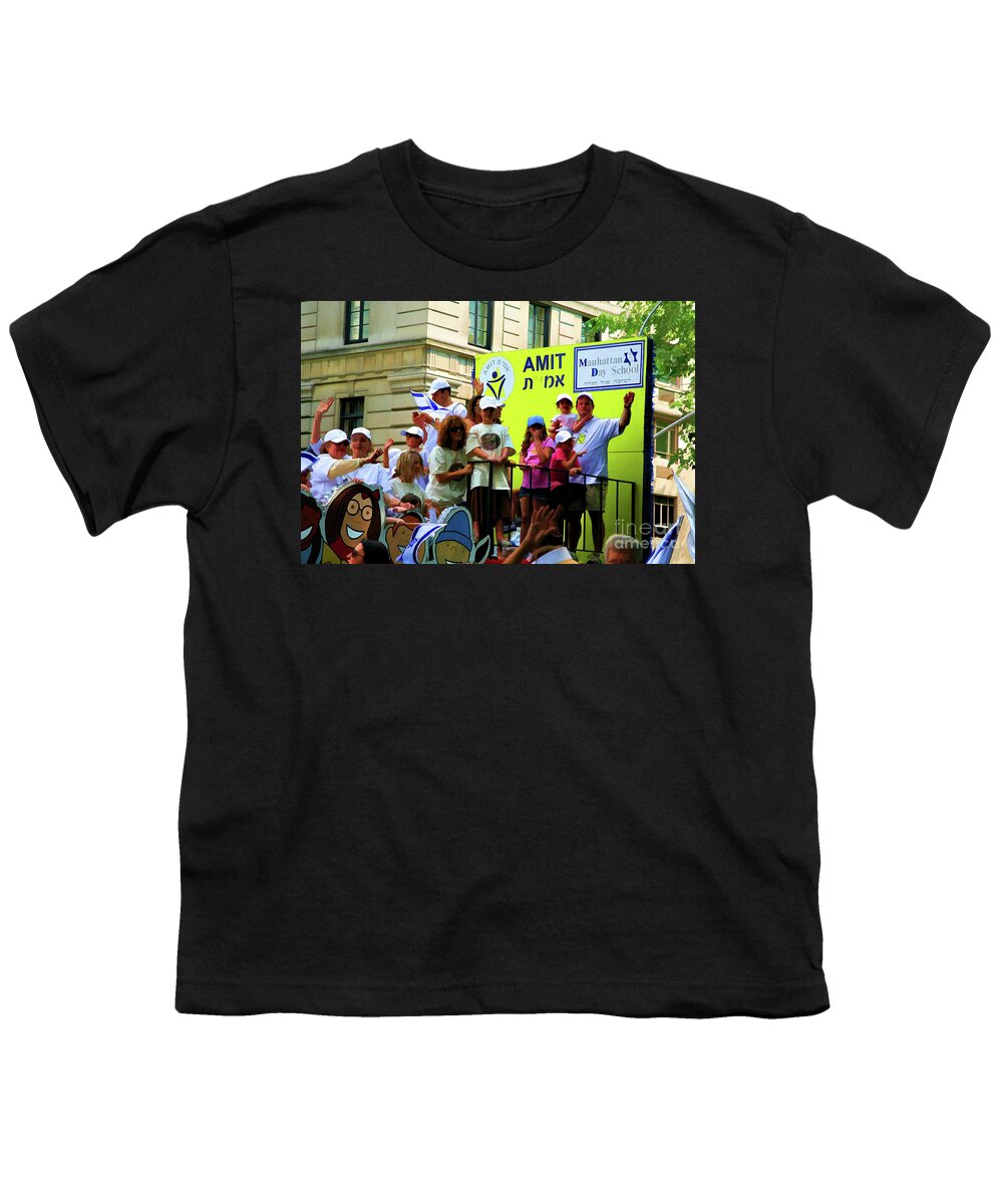 Jewish Youth T-Shirt featuring the photograph People Celebrating Israel Day NY by Chuck Kuhn