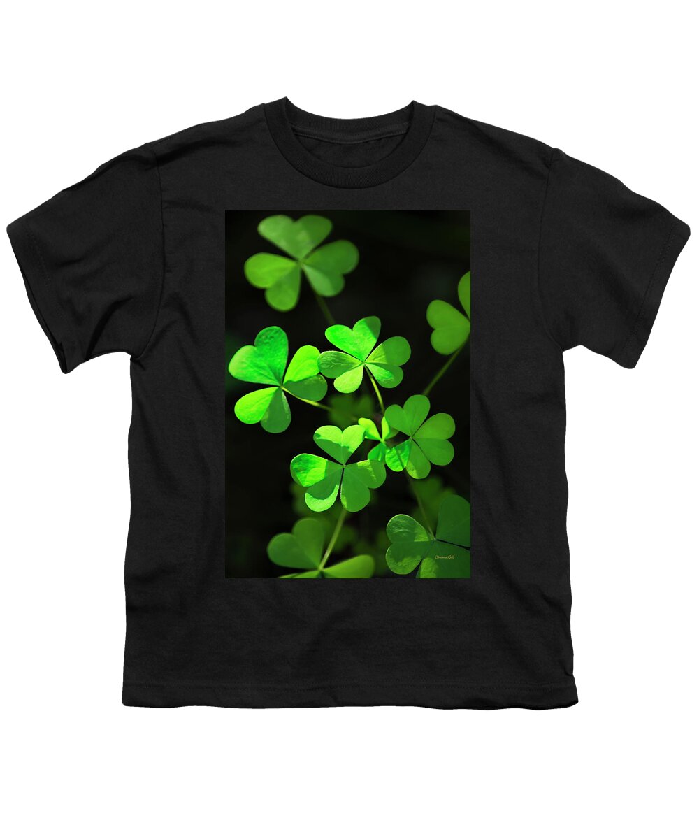 Clover Youth T-Shirt featuring the photograph Perfect Green Shamrock Clovers by Christina Rollo