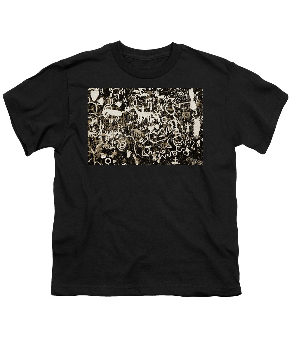 Petroglyph Youth T-Shirt featuring the photograph Petroglyph I WT by David Gordon
