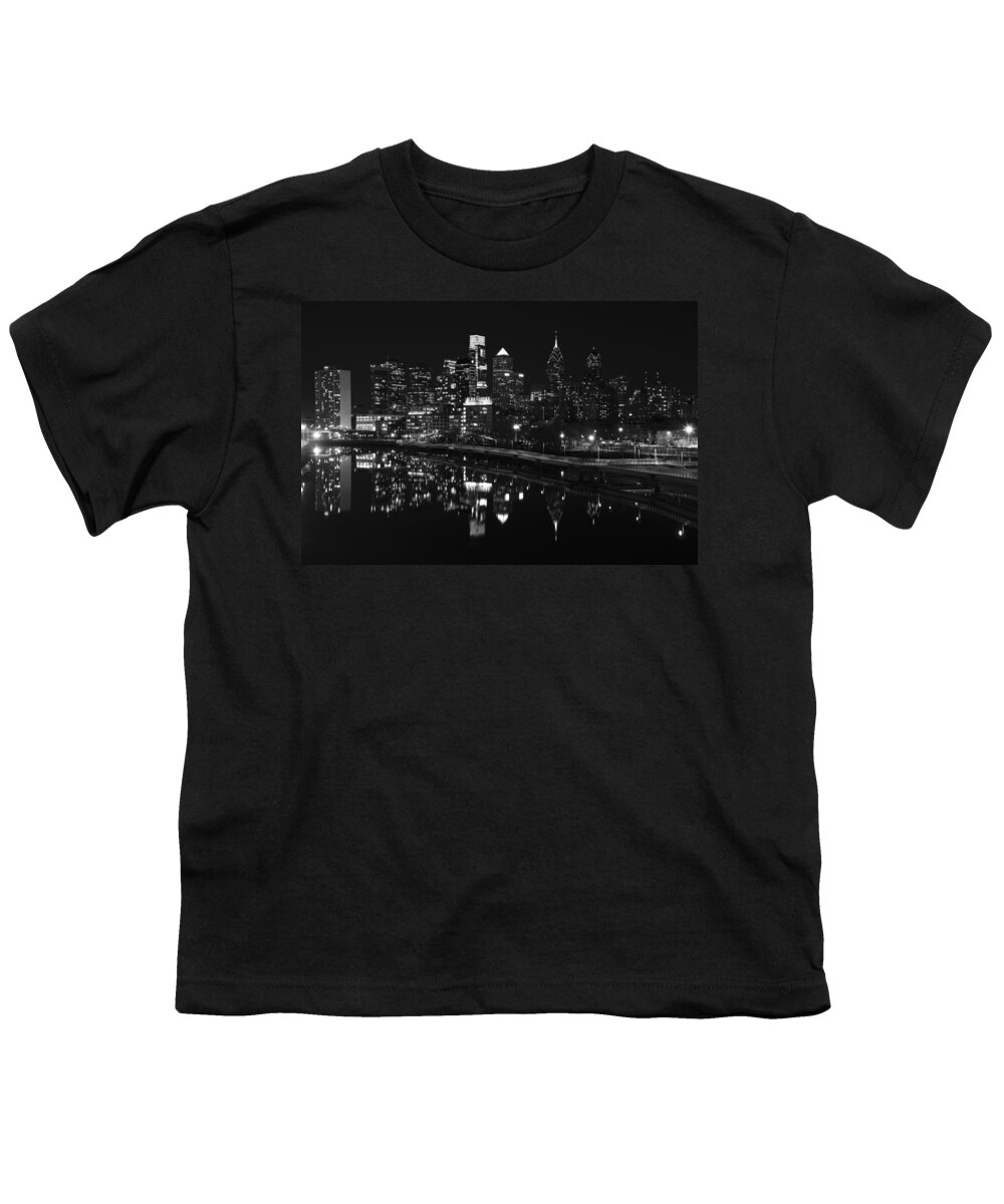 Philadelphia Youth T-Shirt featuring the photograph Philly and the Schuylkill bw by Jennifer Ancker
