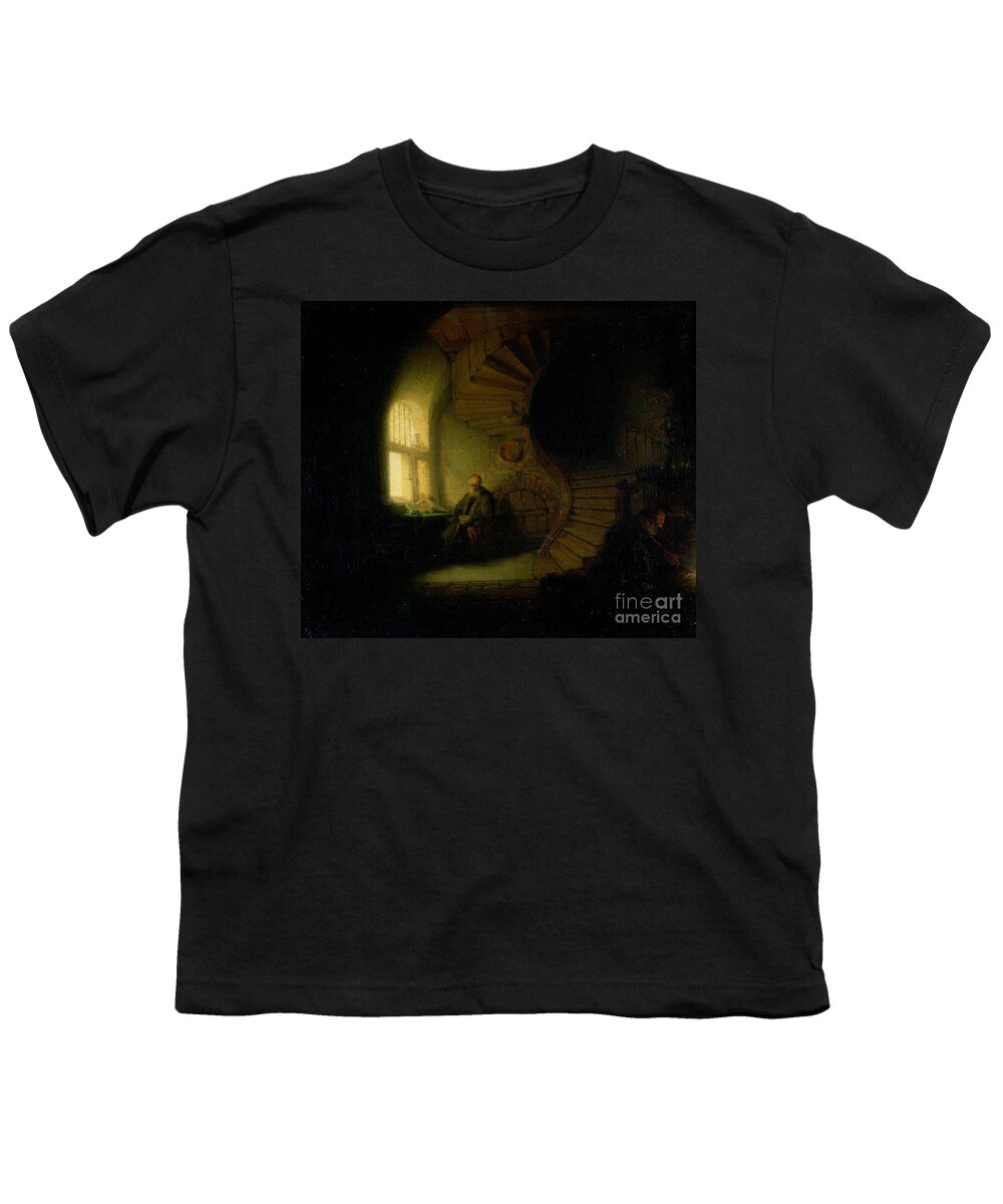 Rembrandt Youth T-Shirt featuring the painting Philosopher in Meditation by Rembrandt