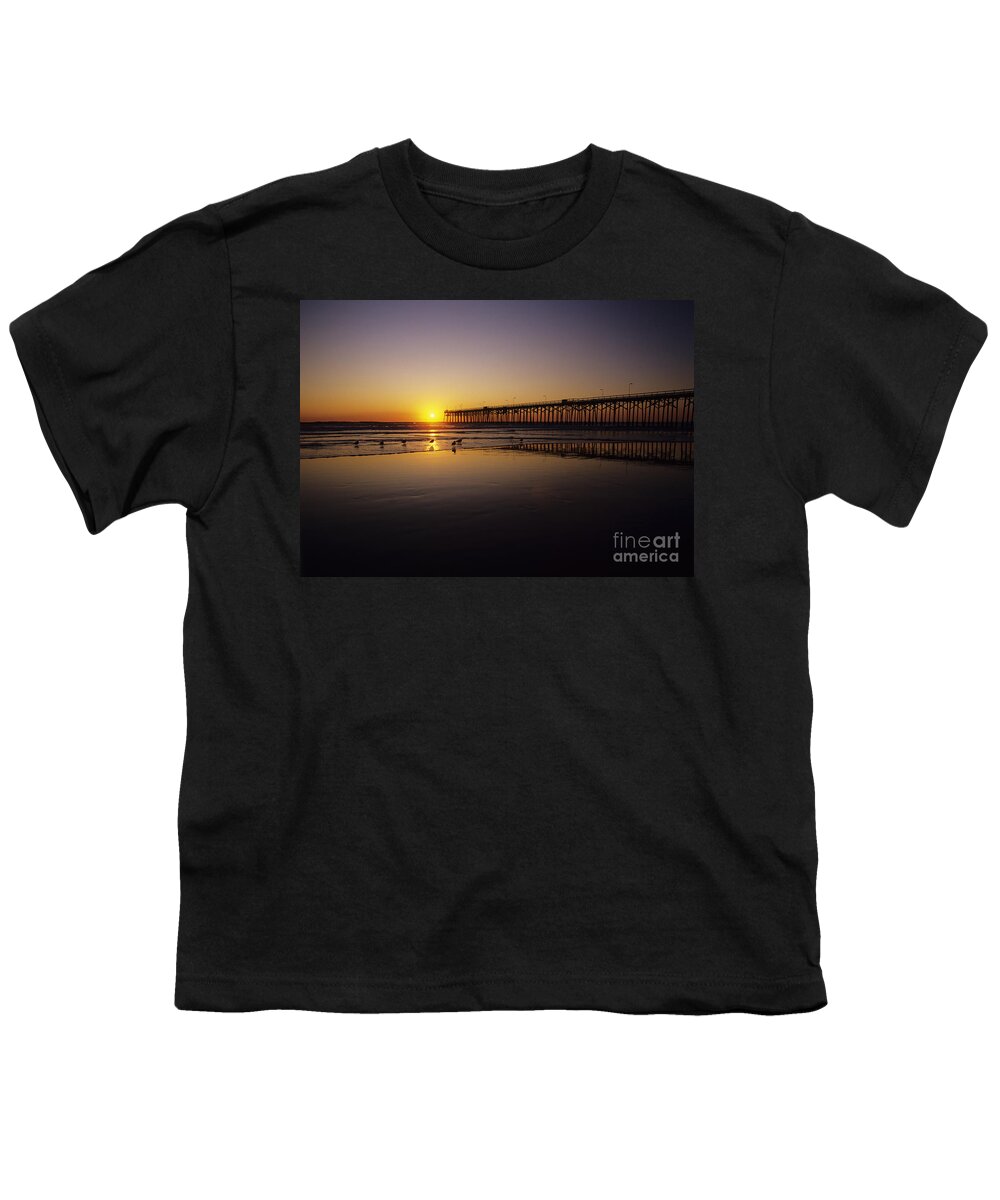 Air Art Youth T-Shirt featuring the photograph Pier at Sunset by Bill Schildge - Printscapes