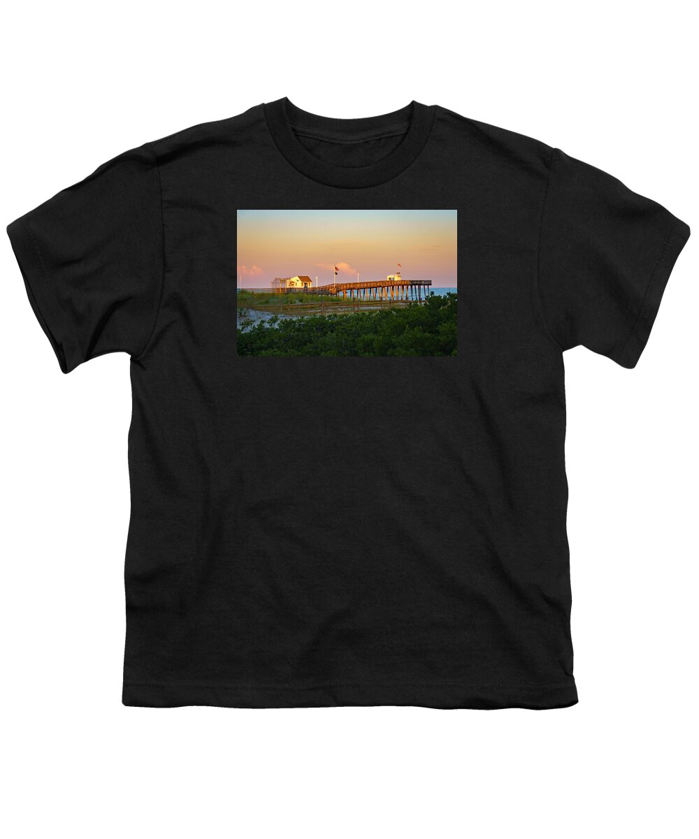 Dunes Youth T-Shirt featuring the photograph Pier Over the Dunes by Mark Rogers