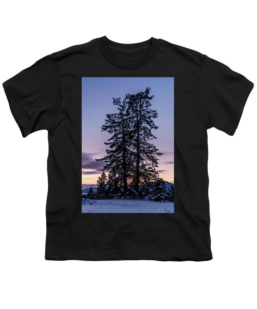 Landscape Youth T-Shirt featuring the photograph Pine Tree Silhouette  by Lester Plank