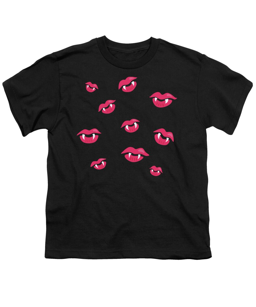 Vampire Youth T-Shirt featuring the digital art Pink Mouths With Vampire Teeth by Boriana Giormova