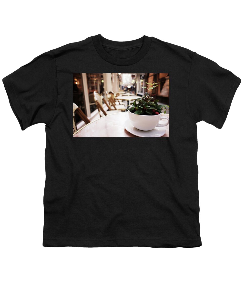 Cardiff Youth T-Shirt featuring the photograph Plant in a Cup in a Cafe by Trance Blackman