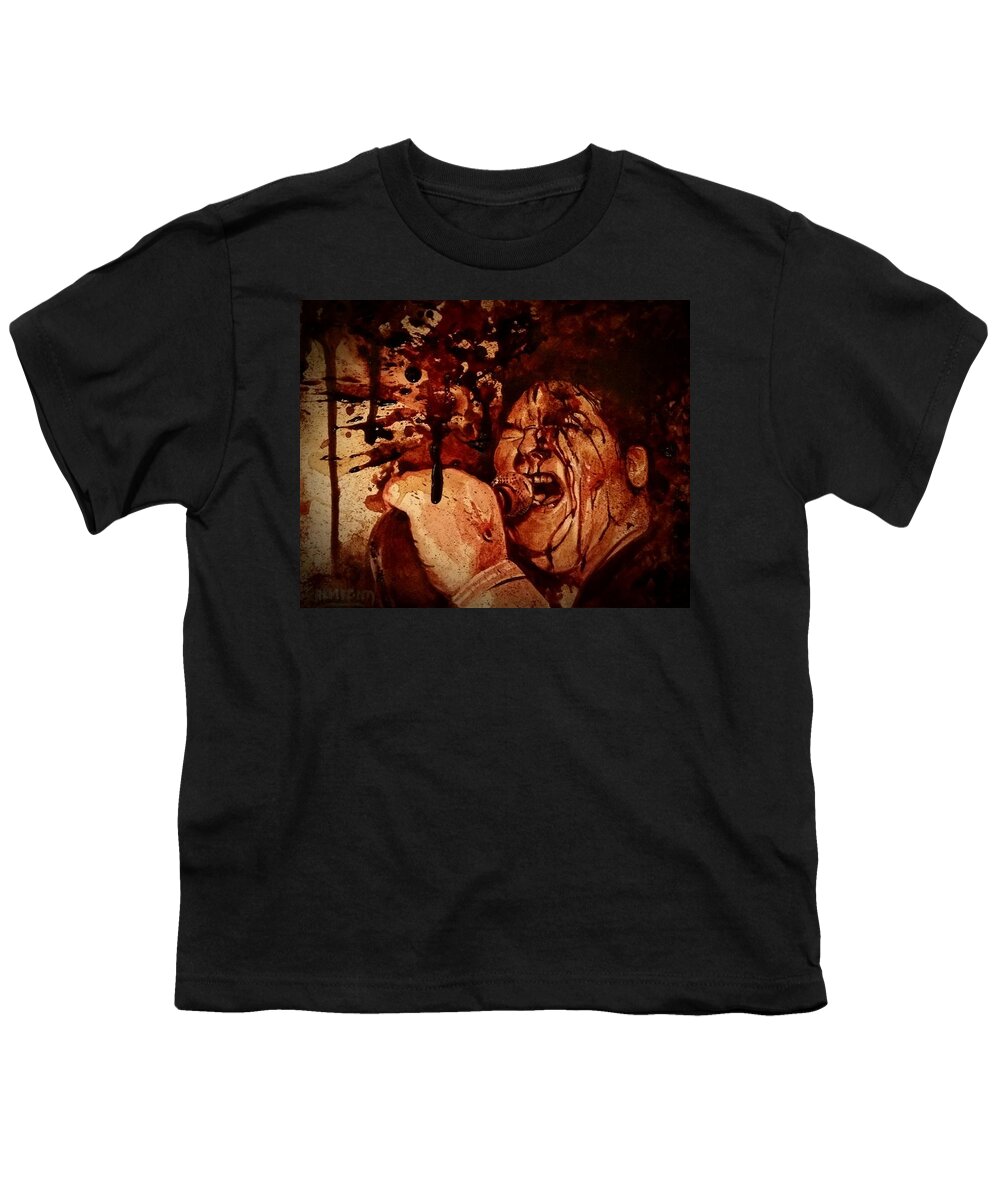 Ryan Almighty Youth T-Shirt featuring the painting POISON IDEA - JERRY - fresh blood by Ryan Almighty